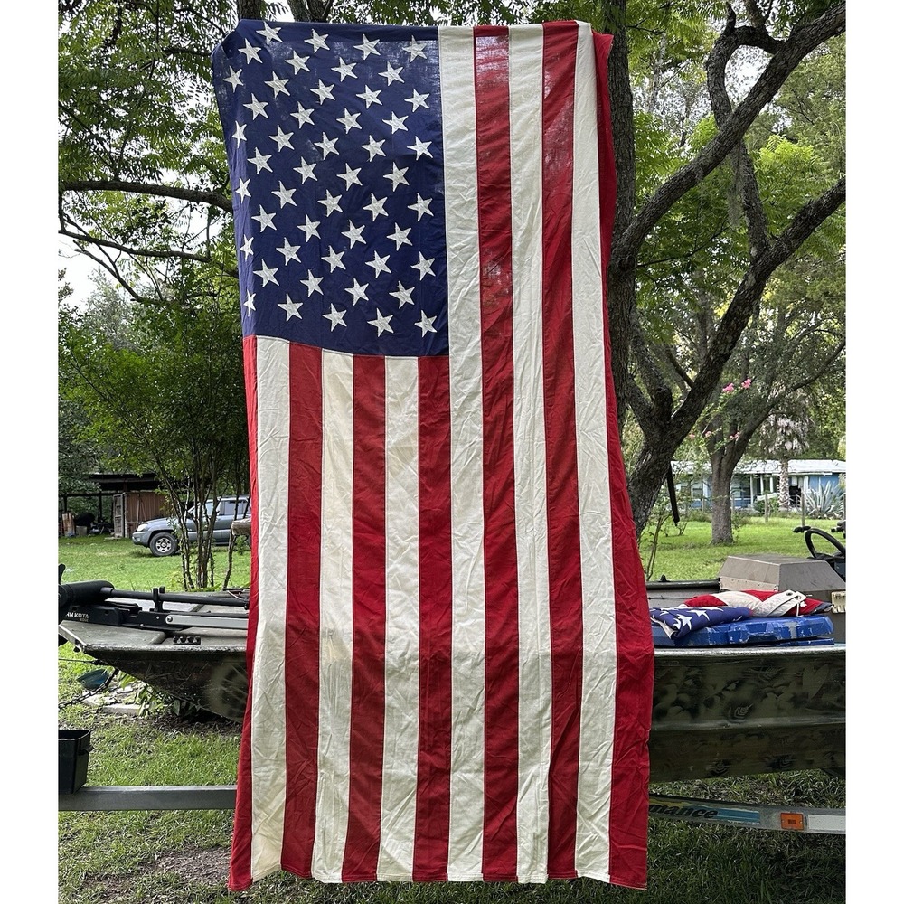 Vintage Valley Forge 50-Star American Flag – 5' x 9.5' Heavy Cotton Bunting USA